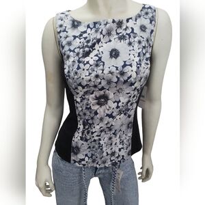 NEW Laundry By Shelli Segal Black Floral Blouse